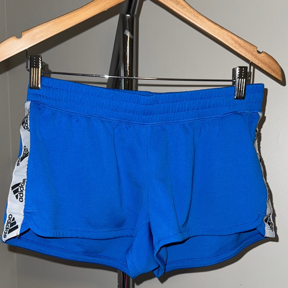 Adidas Blue Athletic Shorts with Striped Sides